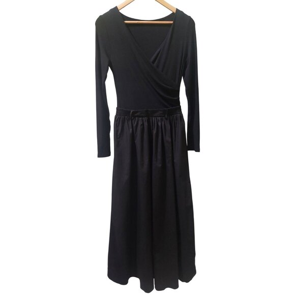 NWT Commense Black Long Sleeve Wrap Maxi Dress Size Medium (No Belt) - Picture 5 of 10